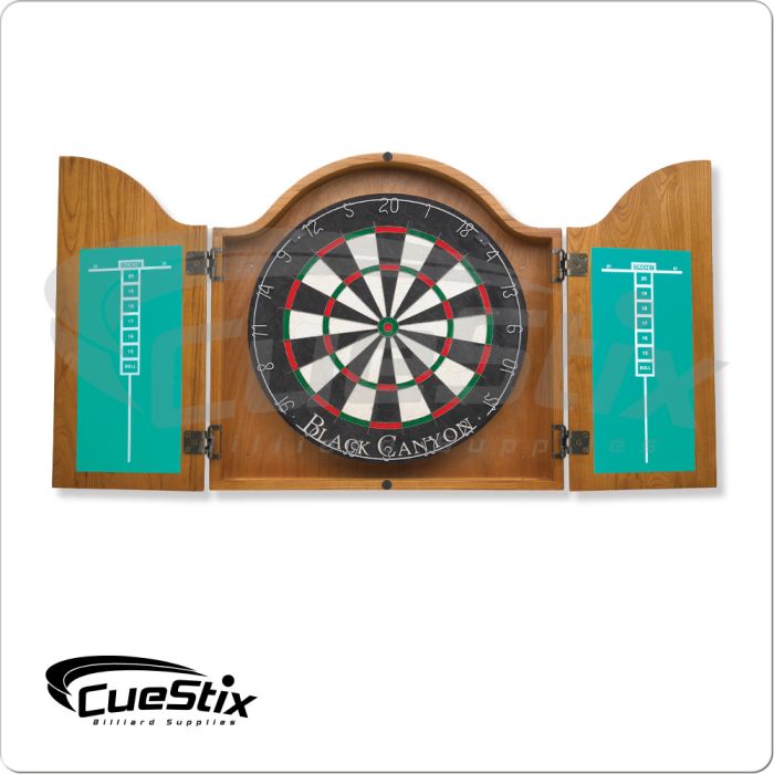 40-0255 Arched Oak Dart Board Cabinet - Pool Shark Supply Pool Shark Supply