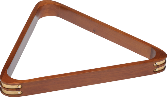 Wood RK8B Stain Triangle Rack w/ Brass Corners (Various finishes available) - Pool Shark Supply