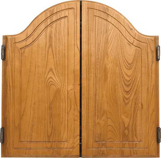 40-0255 Arched Oak Dart Board Cabinet - Pool Shark Supply