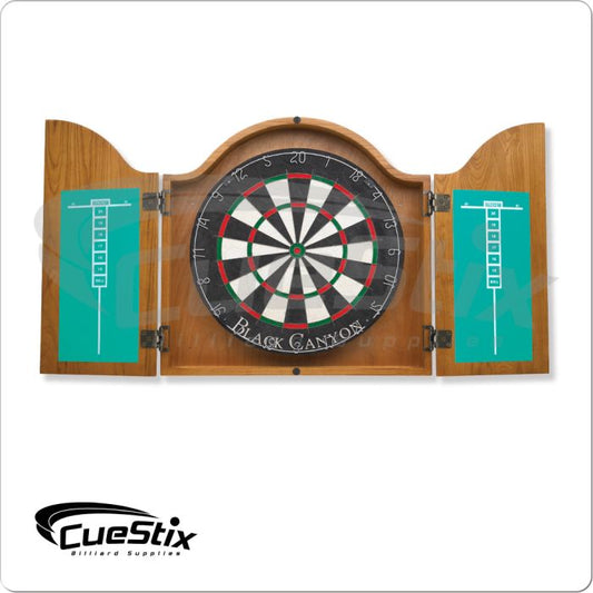 40-0255 Arched Oak Dart Board Cabinet - Pool Shark Supply