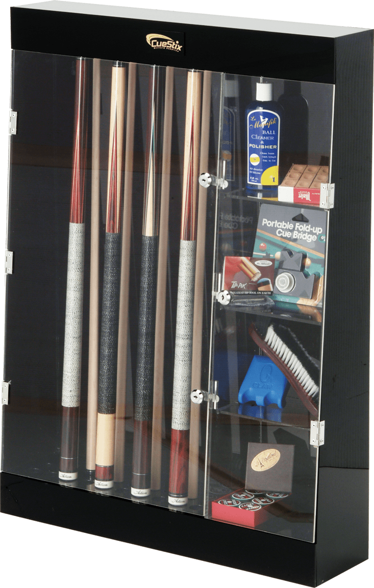 Action 10 Cue DC10A Wall Display Case w/ Shelves - Pool Shark Supply