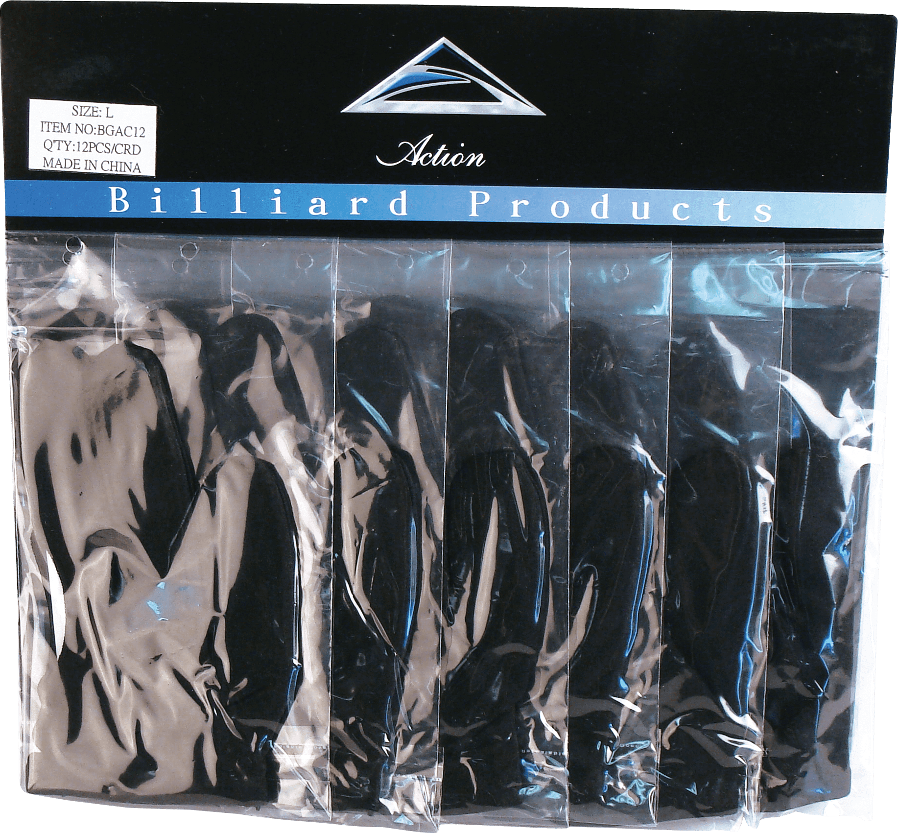 Action BGLAC12 Gloves - Bridge Hand Left - Card of 12 - Pool Shark Supply