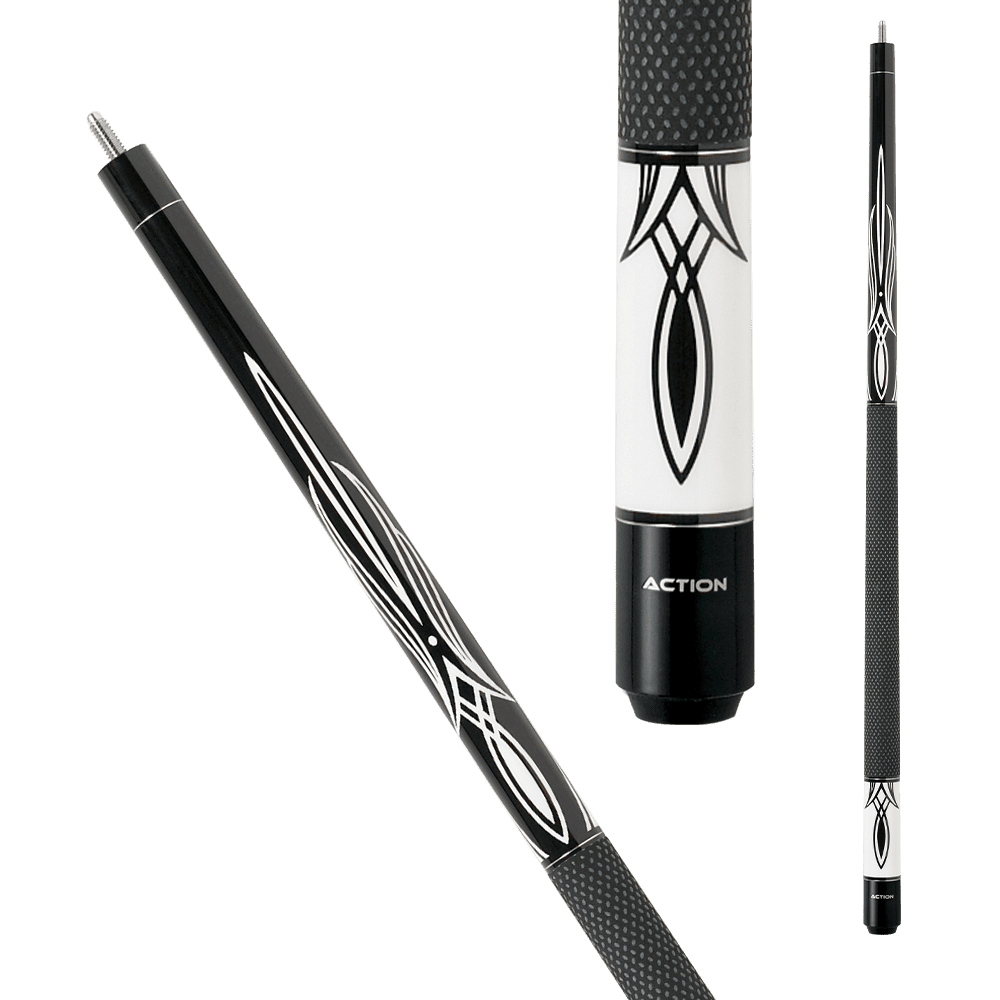Action BW01 Black and White Pool Cue - Pool Shark Supply