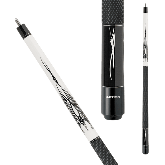 Action BW02 Black and White Pool Cue - Pool Shark Supply