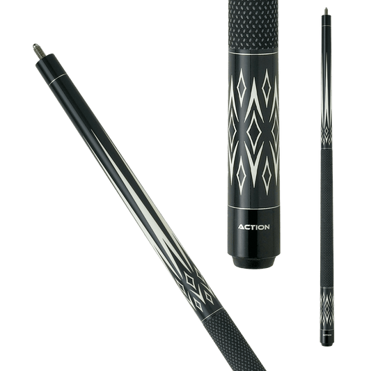 Action BW15 Black and White Pool Cue - Pool Shark Supply