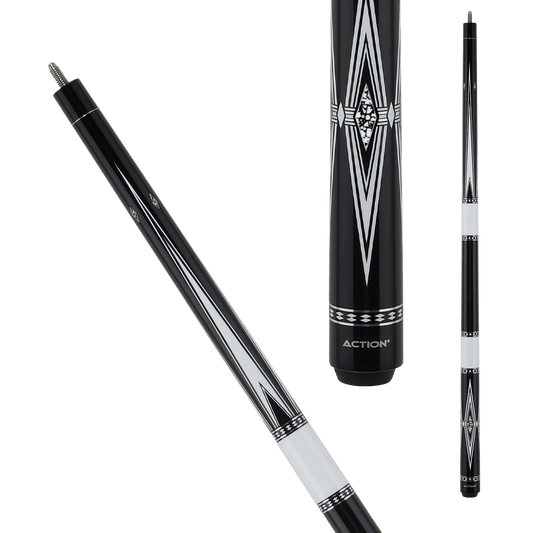 Action BW26 Black & White Pool Cue - Pool Shark Supply