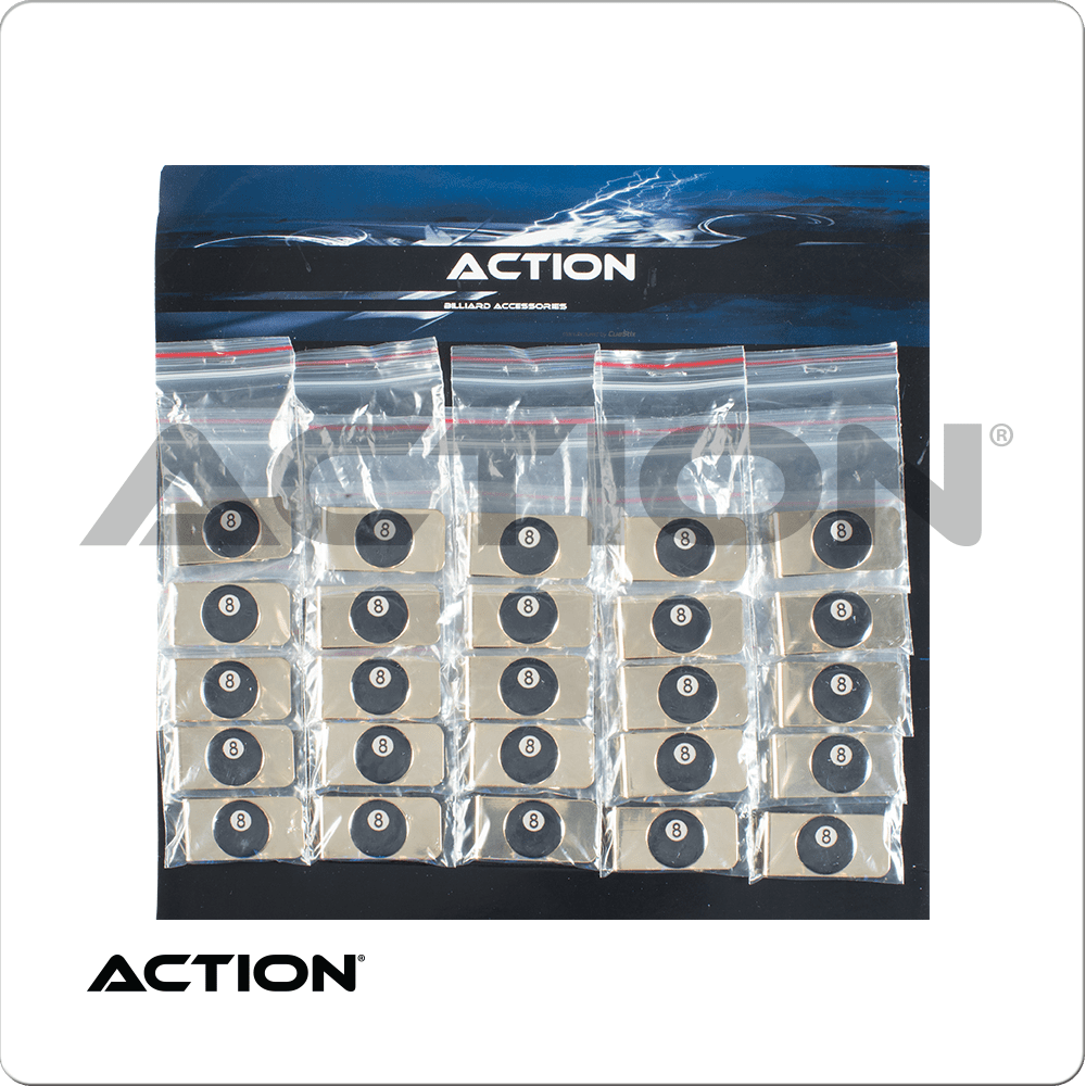 Action NI8MC25 8-Ball Money Clip - Card of 25 - - Pool Shark Supply Pool Shark Supply