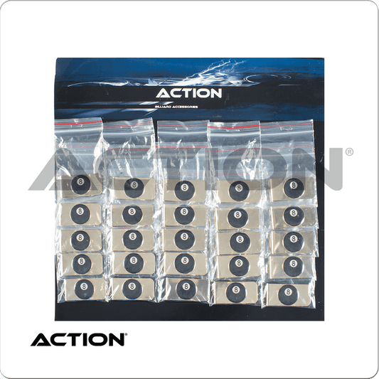 Action NI8MC25 8-Ball Money Clip - Card of 25 - - Pool Shark Supply