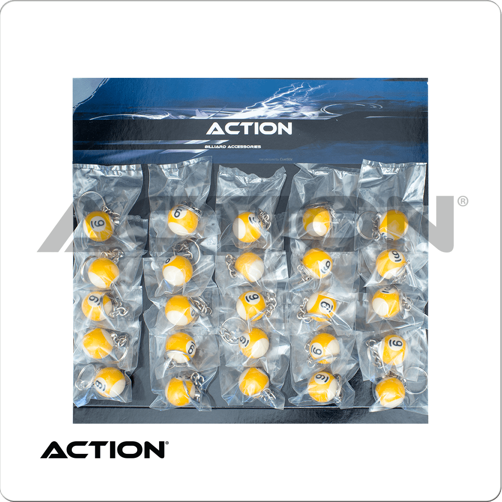 Action NI9BK25 9-Ball Key Chain - - Pool Shark Supply