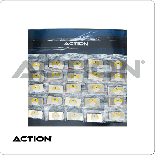 Action NI9MC25 9-Ball Money Clip - Card of 25 - - Pool Shark Supply