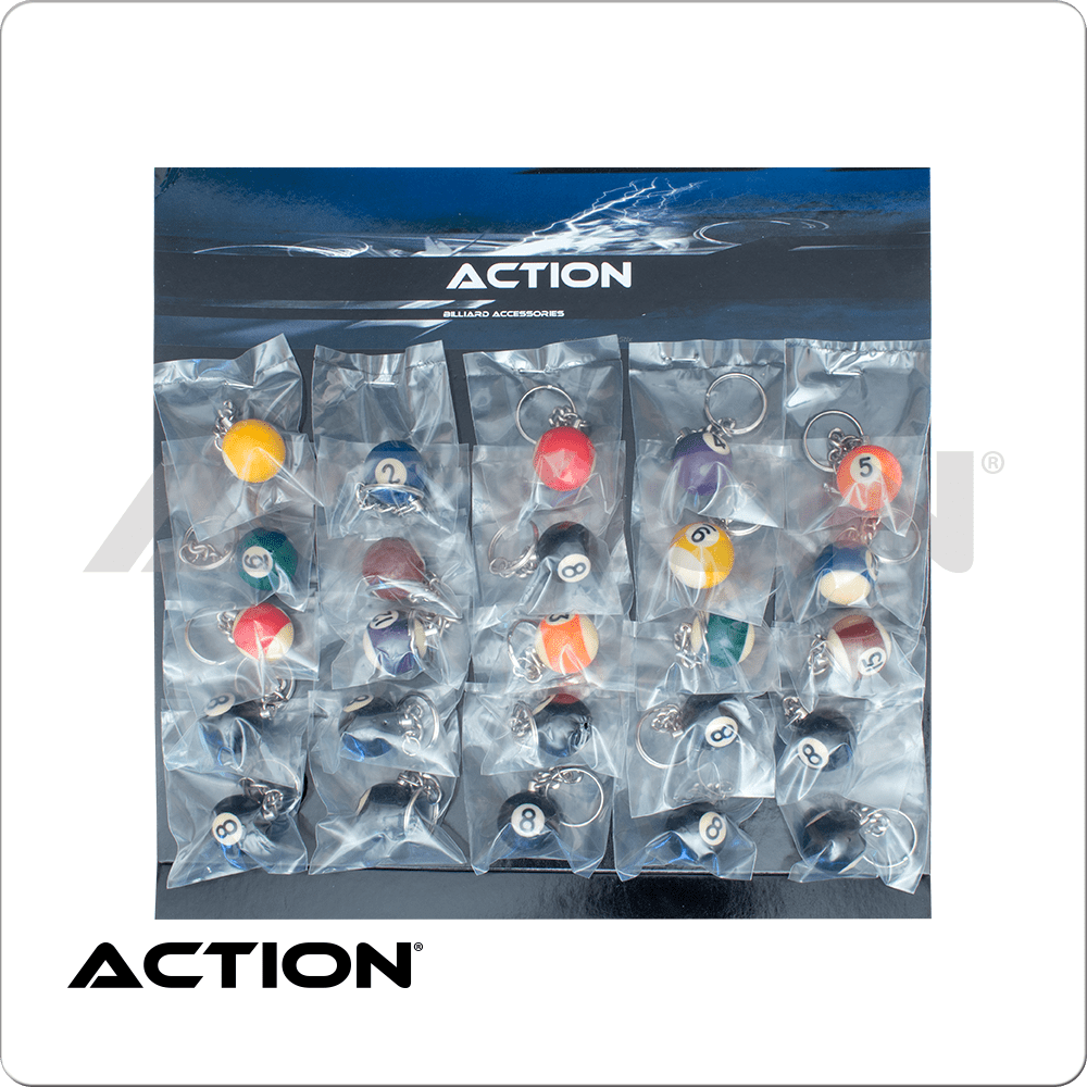 Action NIMBK25 Mixed Ball Key Chain - - Pool Shark Supply