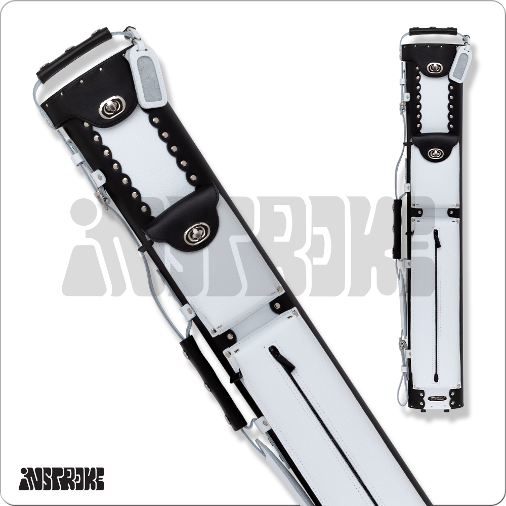 InStroke ISCL24 Leather 2x4 Hard Case - Black/White - Pool Shark Supply