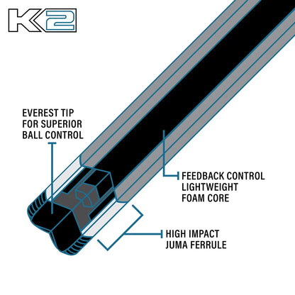 K2 Matte Cue Stick w/ Irish Linen Wrap - Pool Shark Supply