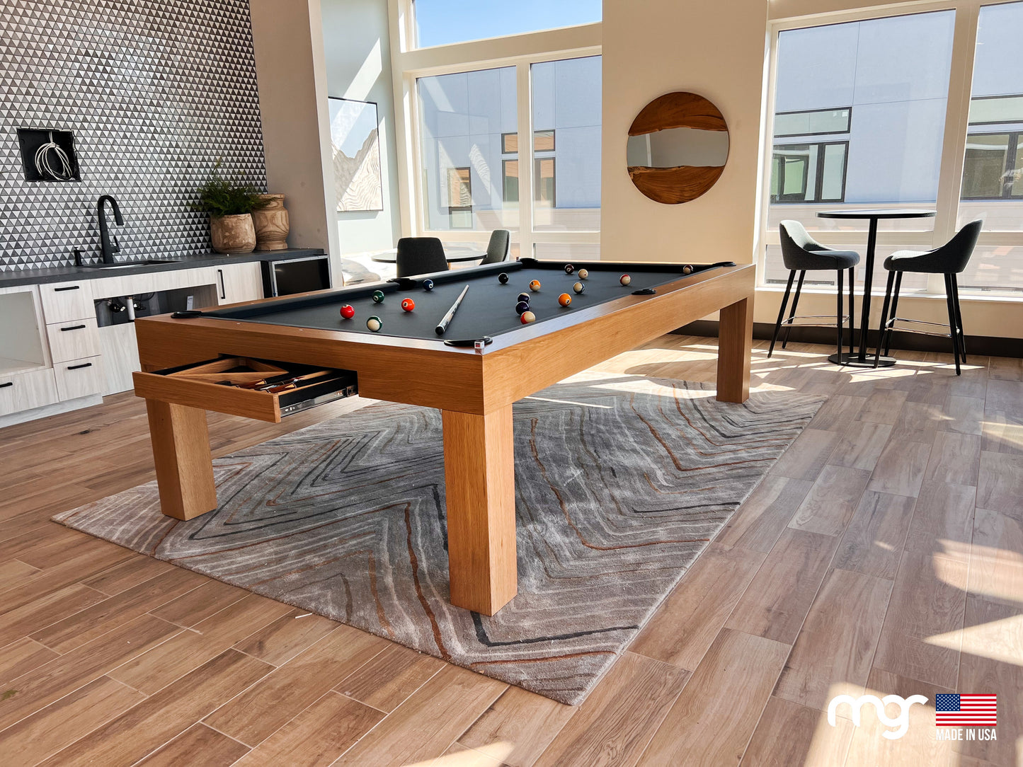 The Modern Pool Table (Rift Oak Natural Finish) - Pool Shark Supply Pool Shark Supply