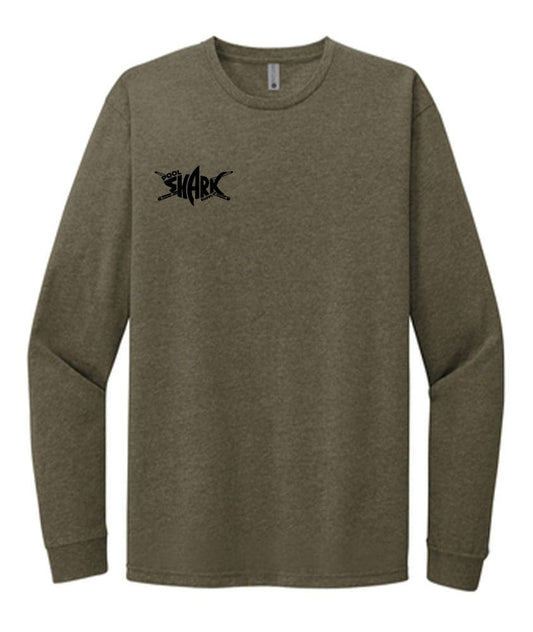 Next Level Male/Female CVC Long Sleeve Crew Military Green - w/ - Single - Pool Shark Supply