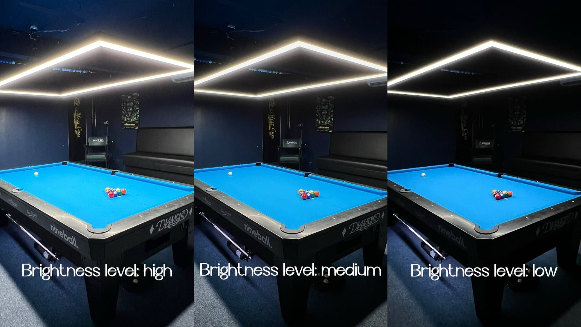 Perimeter Billiard Lights LED Pool Table Lighting 7' 8' 9' - Dimmable - Pool Shark Supply