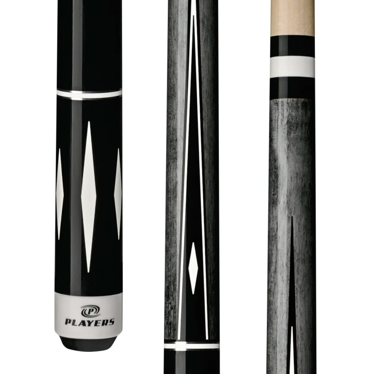 Players Grey & White Diamond Wrapless Cue - Pool Shark Supply Pool Shark Supply