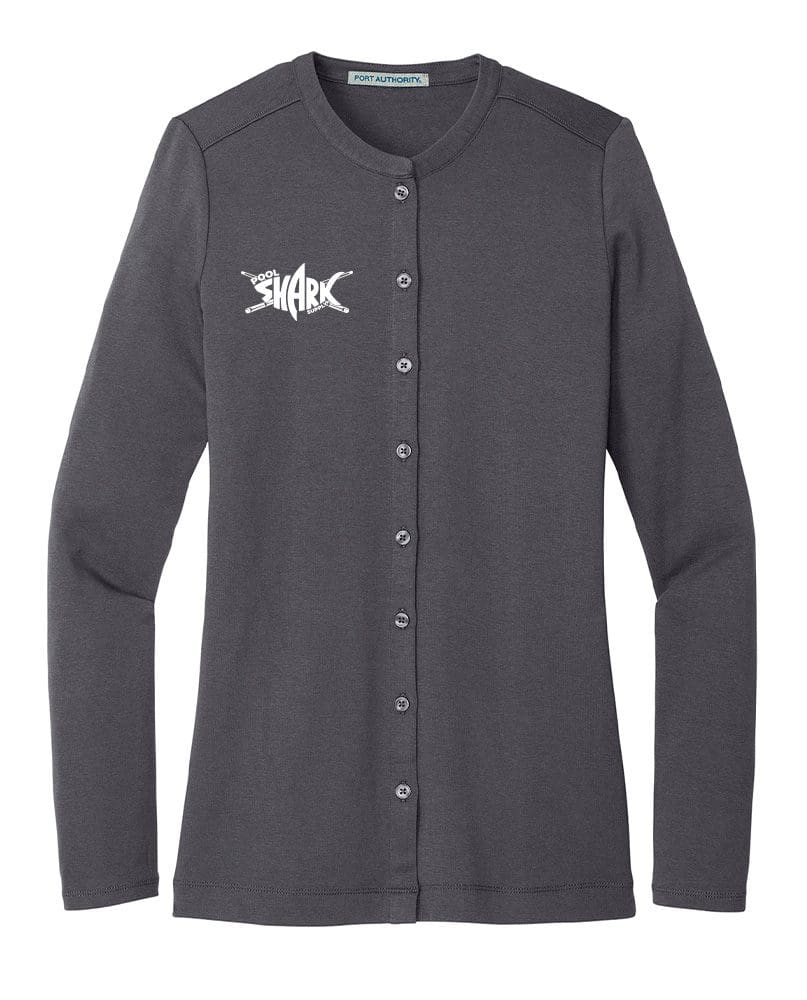 Port Authority Ladies Concept Stretch Button Cardigan - Grey Smoke - Pool Shark Supply Pool Shark Supply