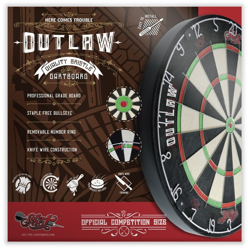 Shot Outlaw Bristle Dartboard - Pool Shark Supply Pool Shark Supply