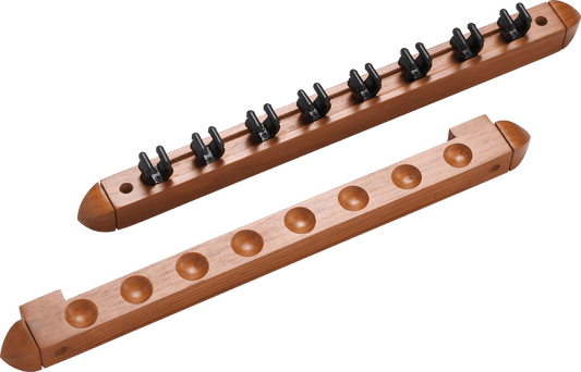 WR2P8 8 Pool Cue Wall Rack w/ Clips - Pool Shark Supply