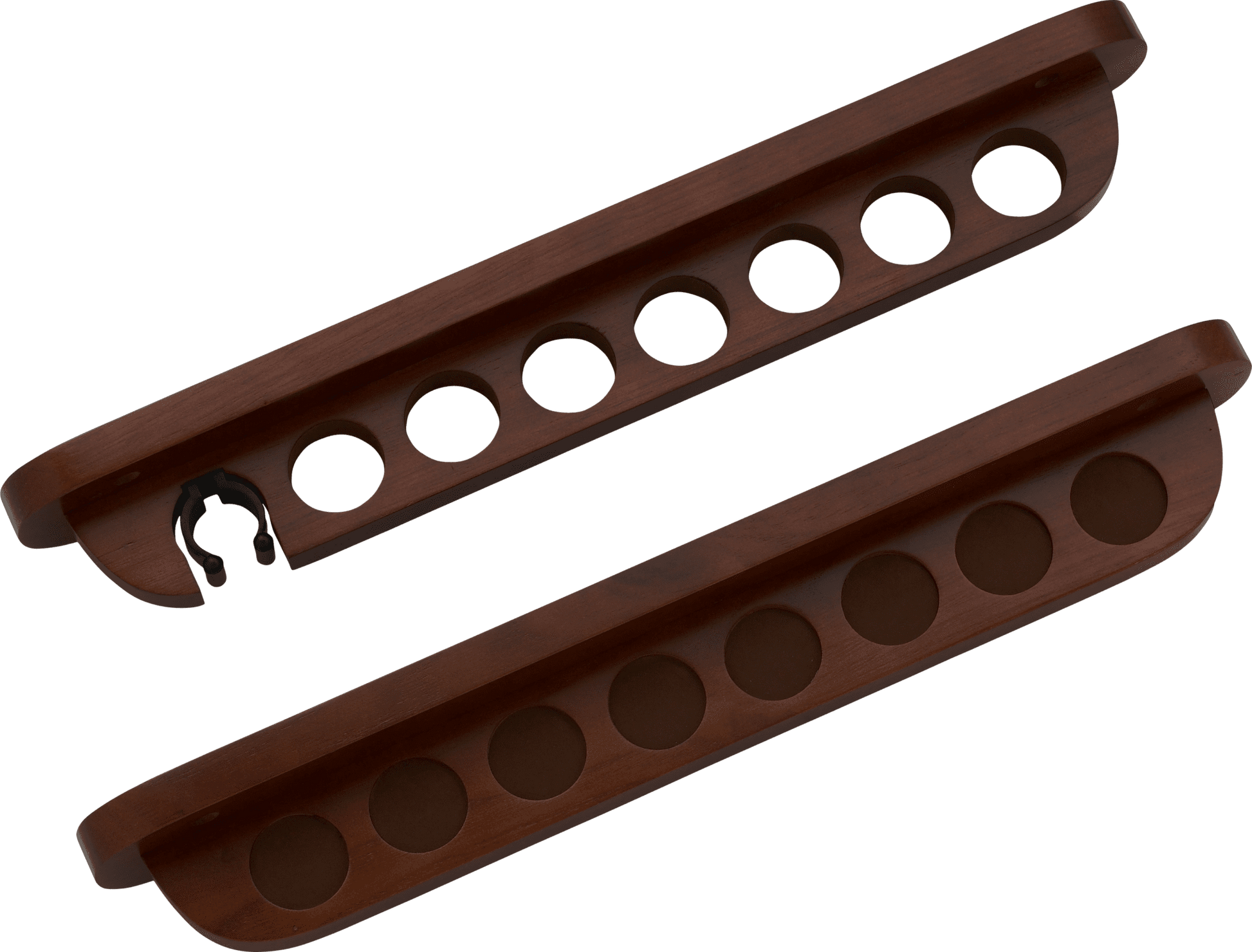WR7WC 7 Pool Cue Wall Rack w/ Bridge Clip - Pool Shark Supply