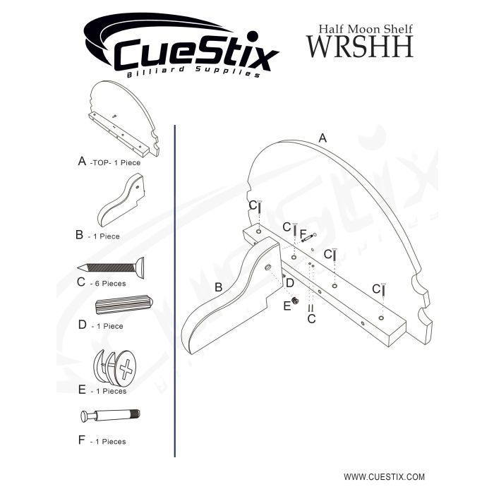 WRSHH Half Moon Shelf (Various Color Options) - Pool Shark Supply