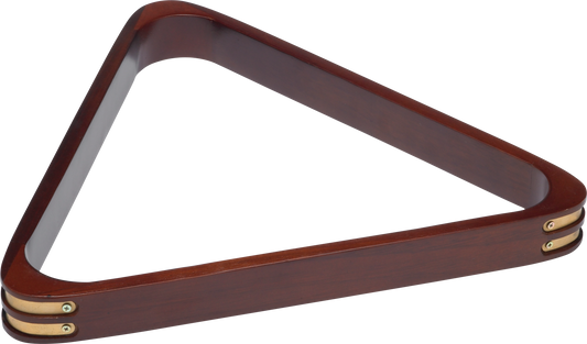 Wood RK8B Stain Triangle Rack w/ Brass Corners (Various finishes available) - Pool Shark Supply